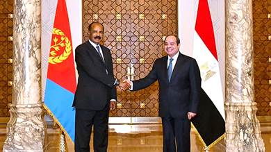 الرئيسان المصري والإريتري خلال مباحثاتهما في القاهرة اليوم